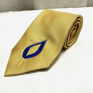 Bruno Piattelli Roma Gold Silk Tie w/ Blue Flame Logo